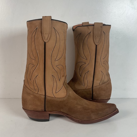 1960s Rodeo Suede Cowboy Boots 11.5 D Rough Out USA Made - Picture 14 of 16